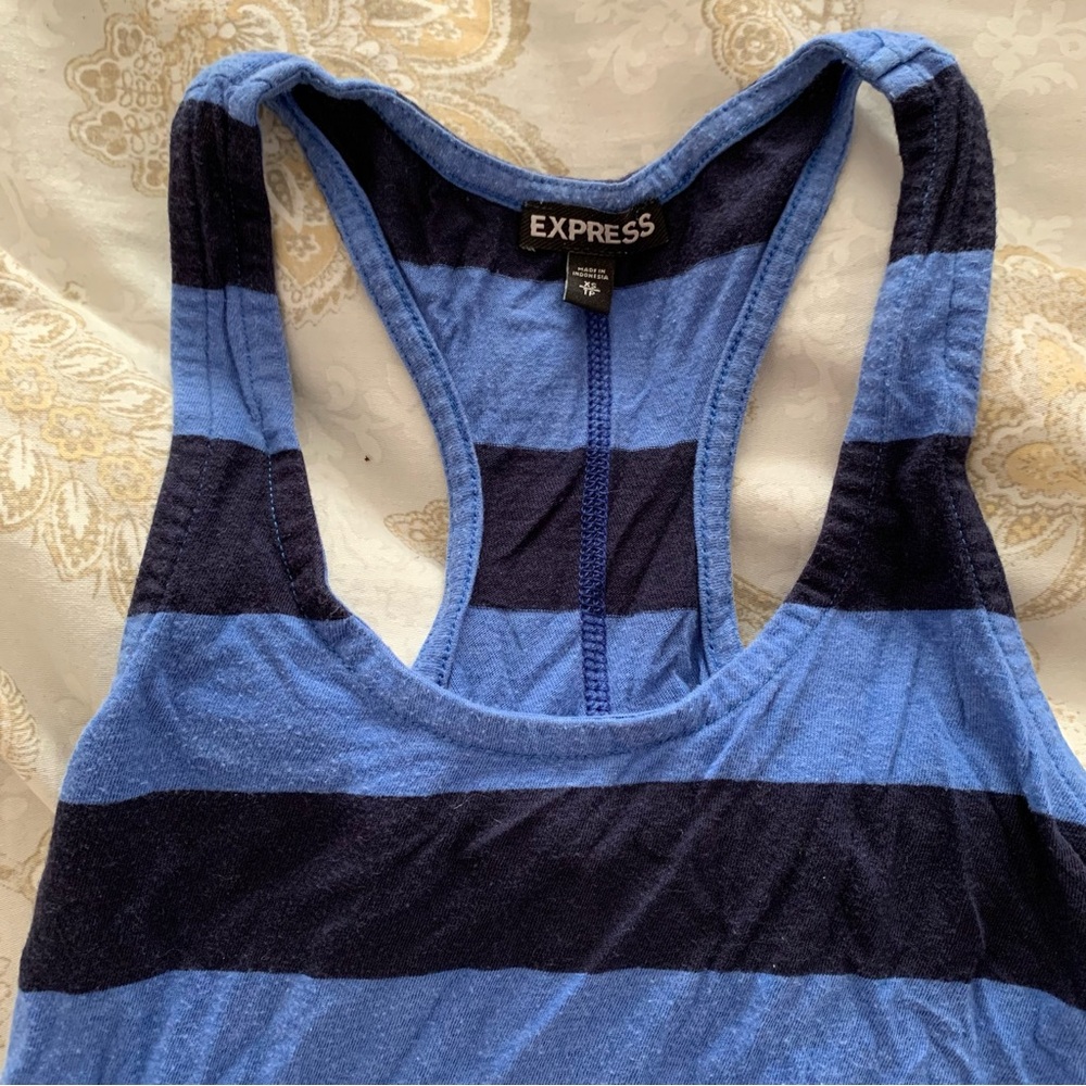 Blue Striped Racerback Tank - Picture 3 of 4